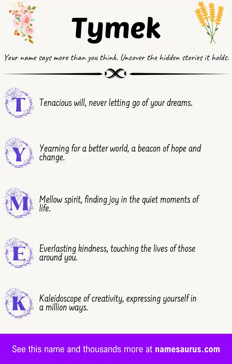 Acrostic poem about Tymek.
