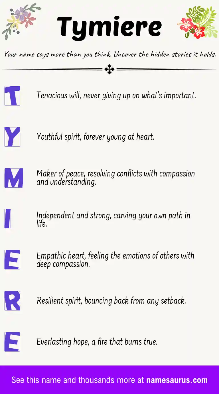 Acrostic poem about Tymiere.