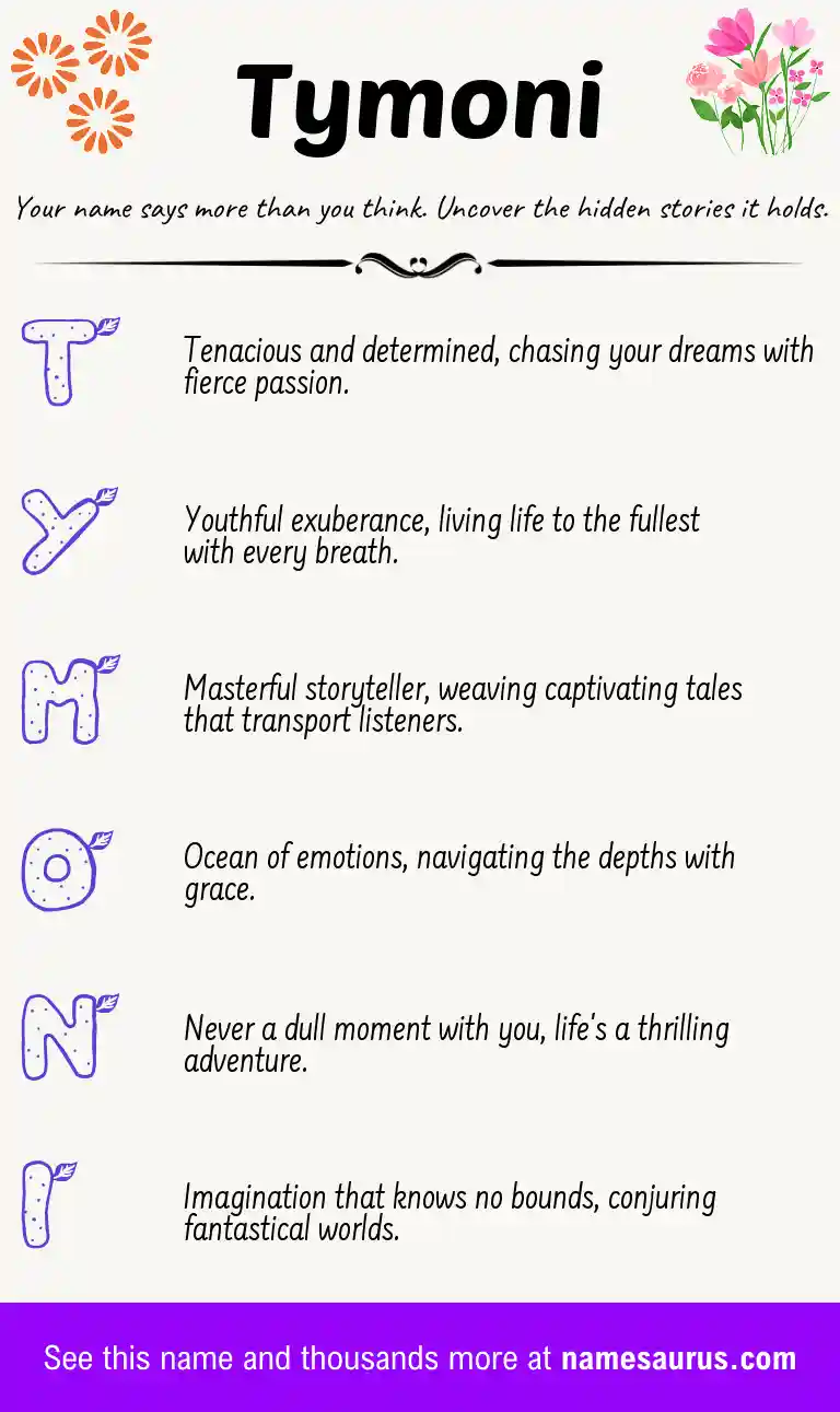 Acrostic poem about Tymoni.
