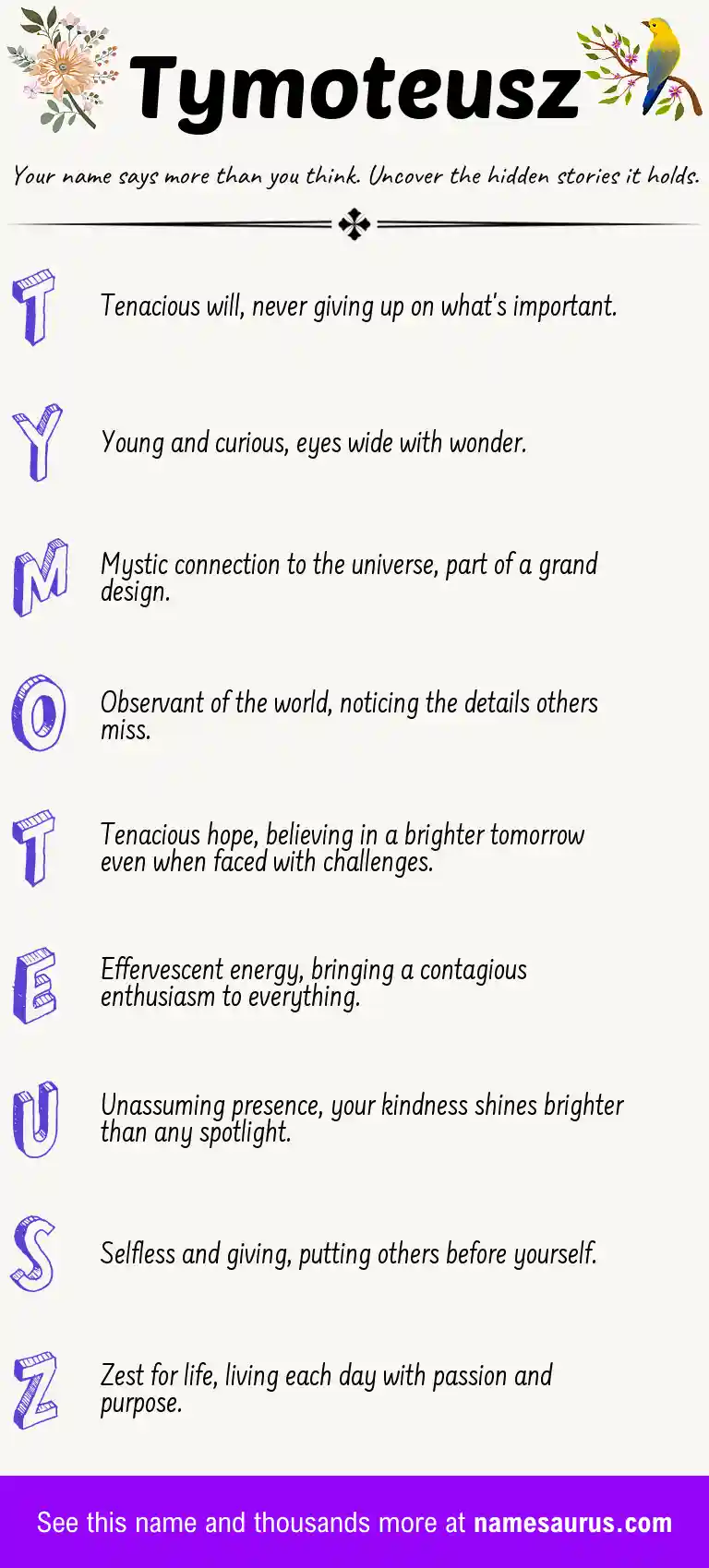 Acrostic poem about Tymoteusz.