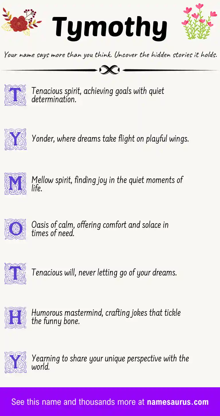 Acrostic poem about Tymothy.