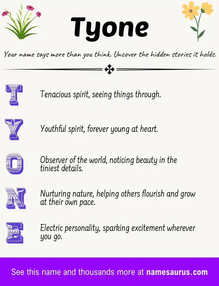 Acrostic poem about Tyone.