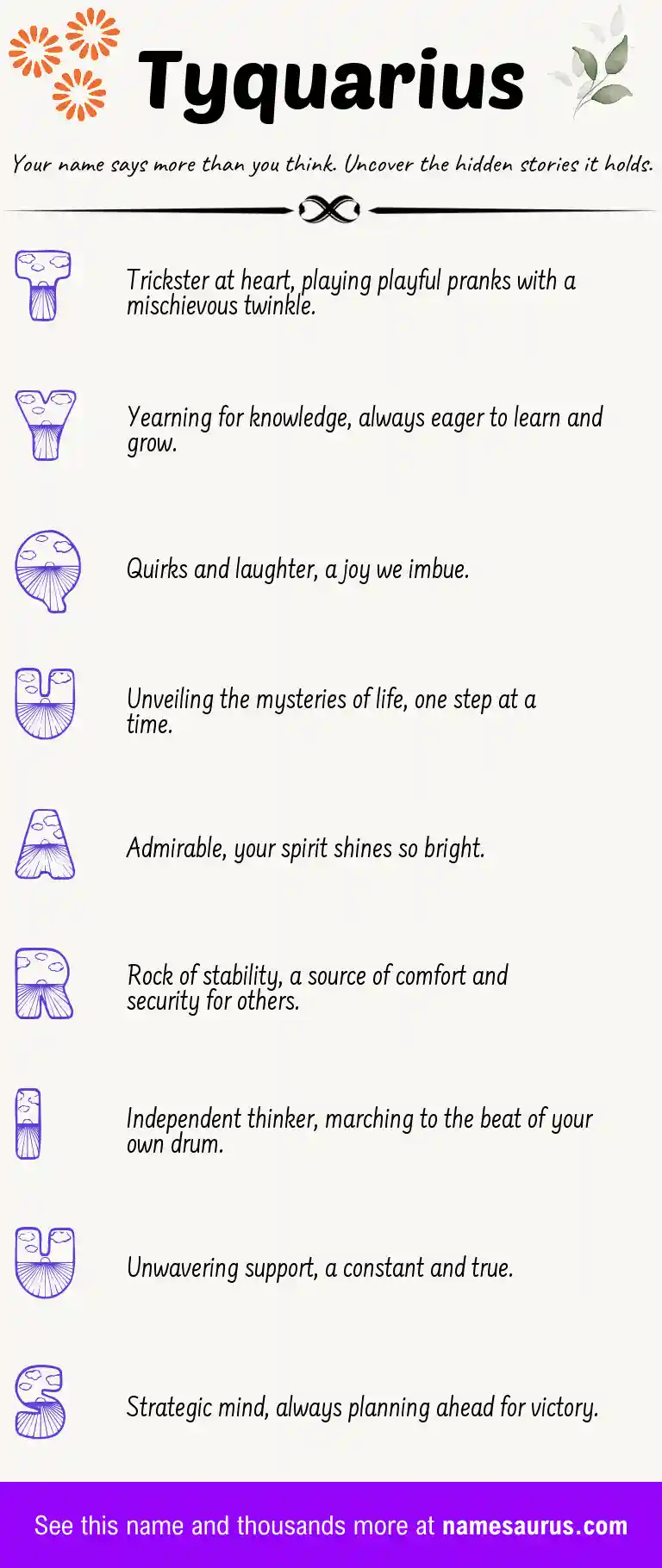 Acrostic poem about Tyquarius.