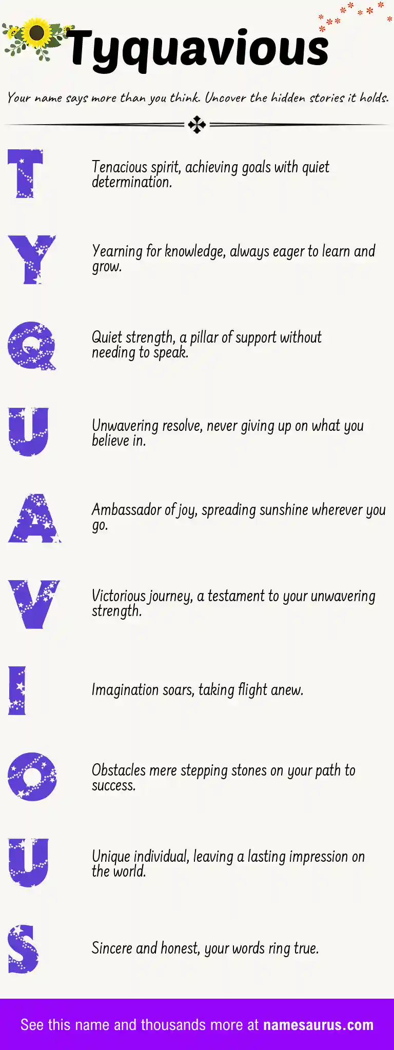 Acrostic poem about Tyquavious.