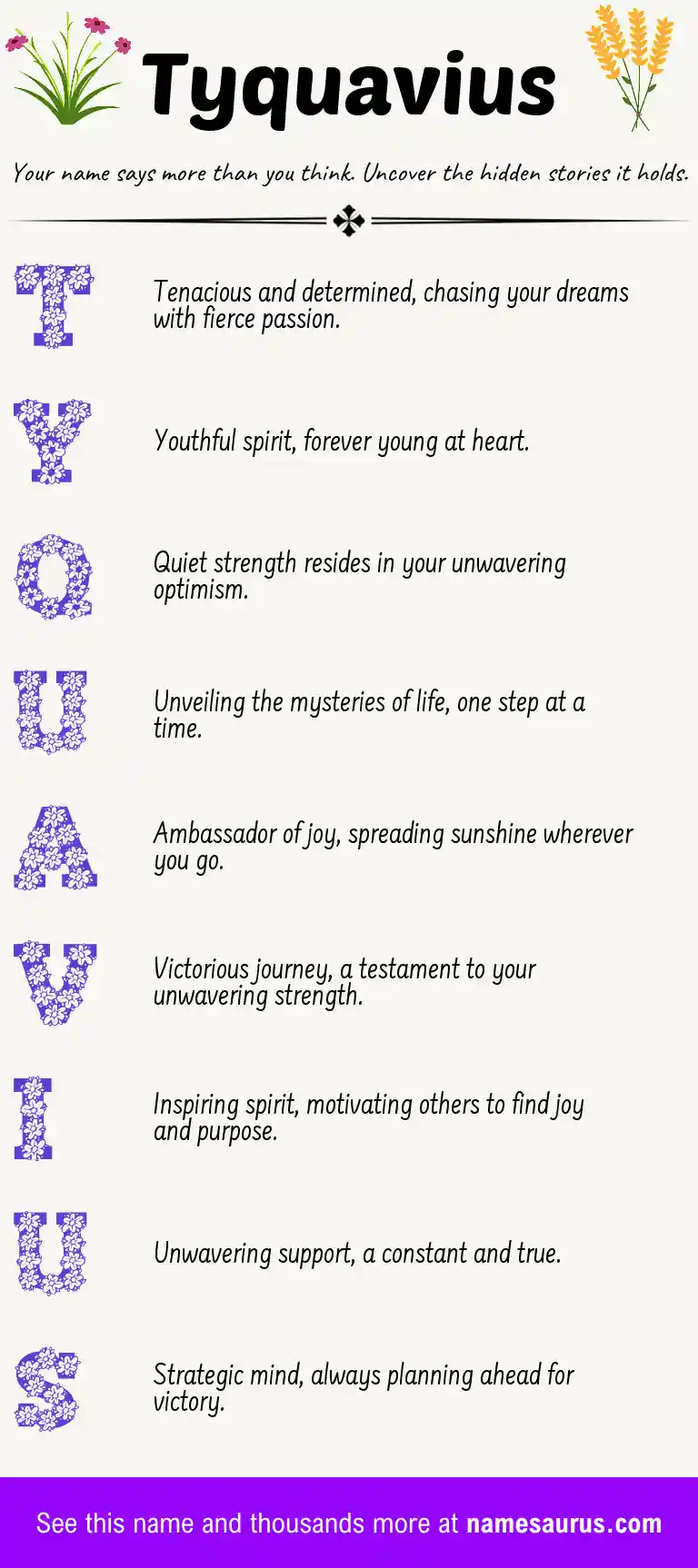 Acrostic poem about Tyquavius.