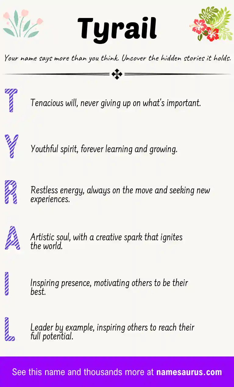 Acrostic poem about Tyrail.