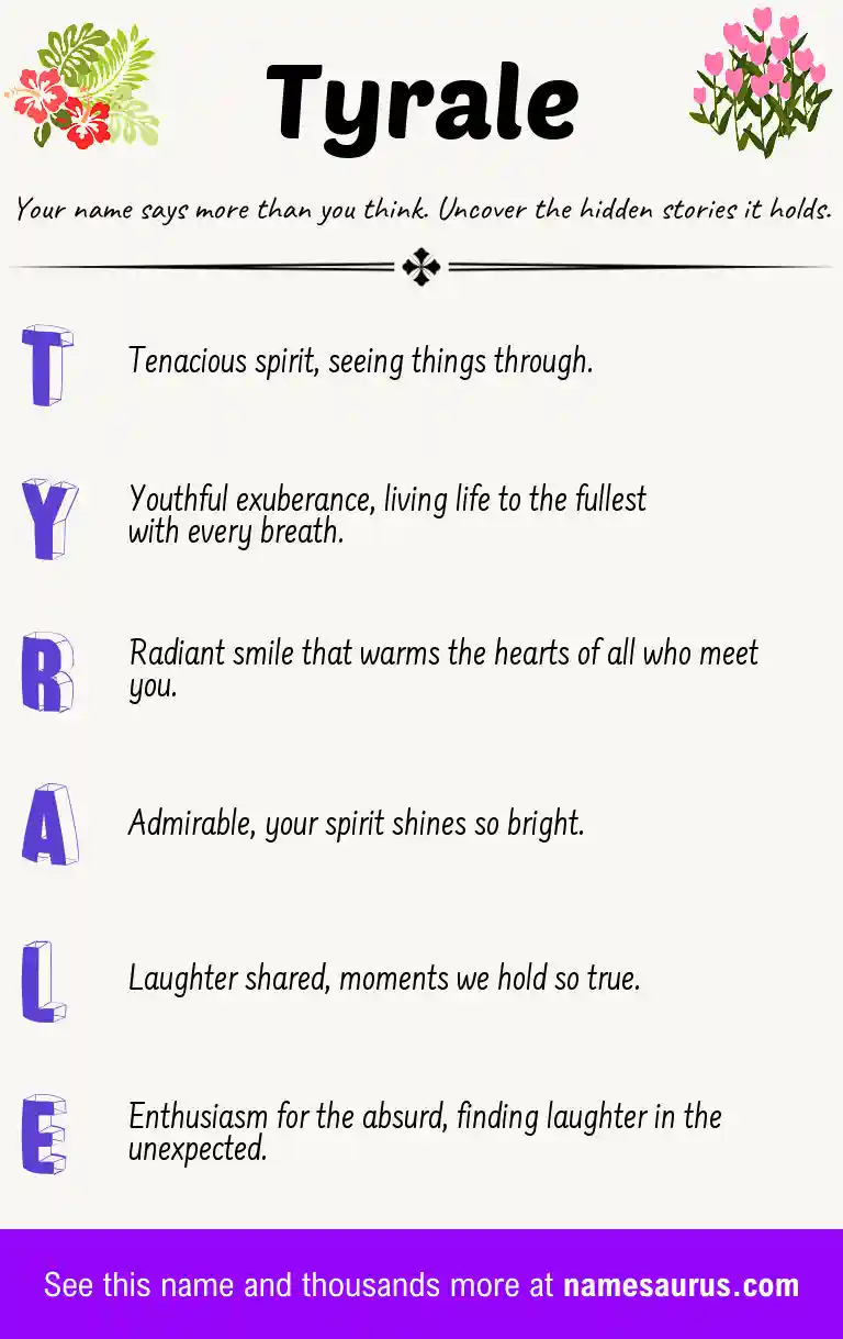 Acrostic poem about Tyrale.