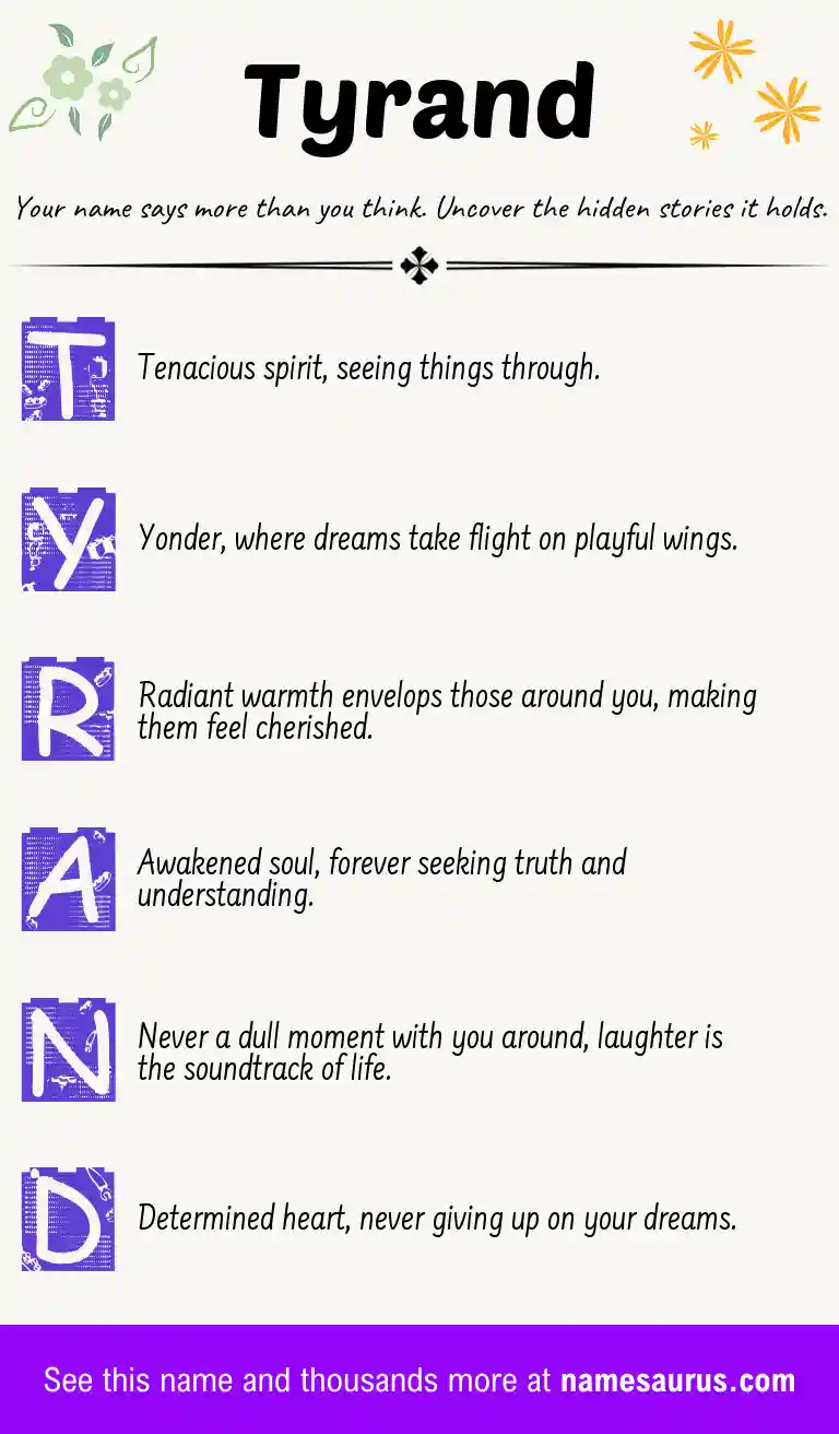 Acrostic poem about Tyrand.