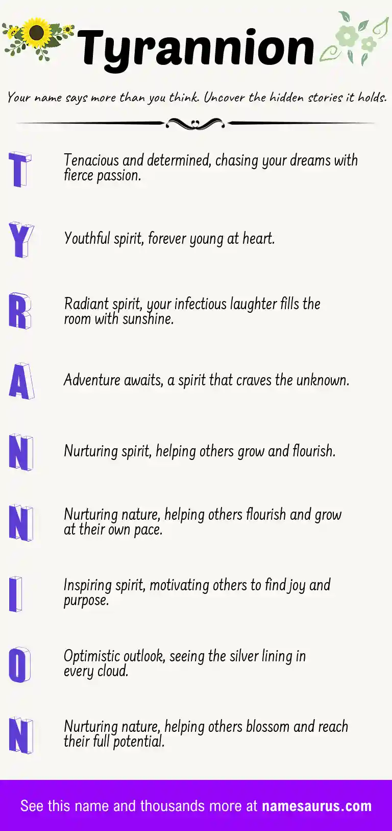 Acrostic poem about Tyrannion.