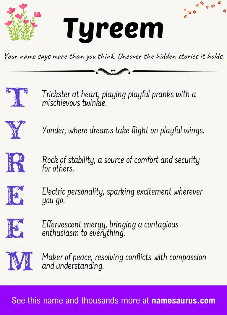 Acrostic poem about Tyreem.
