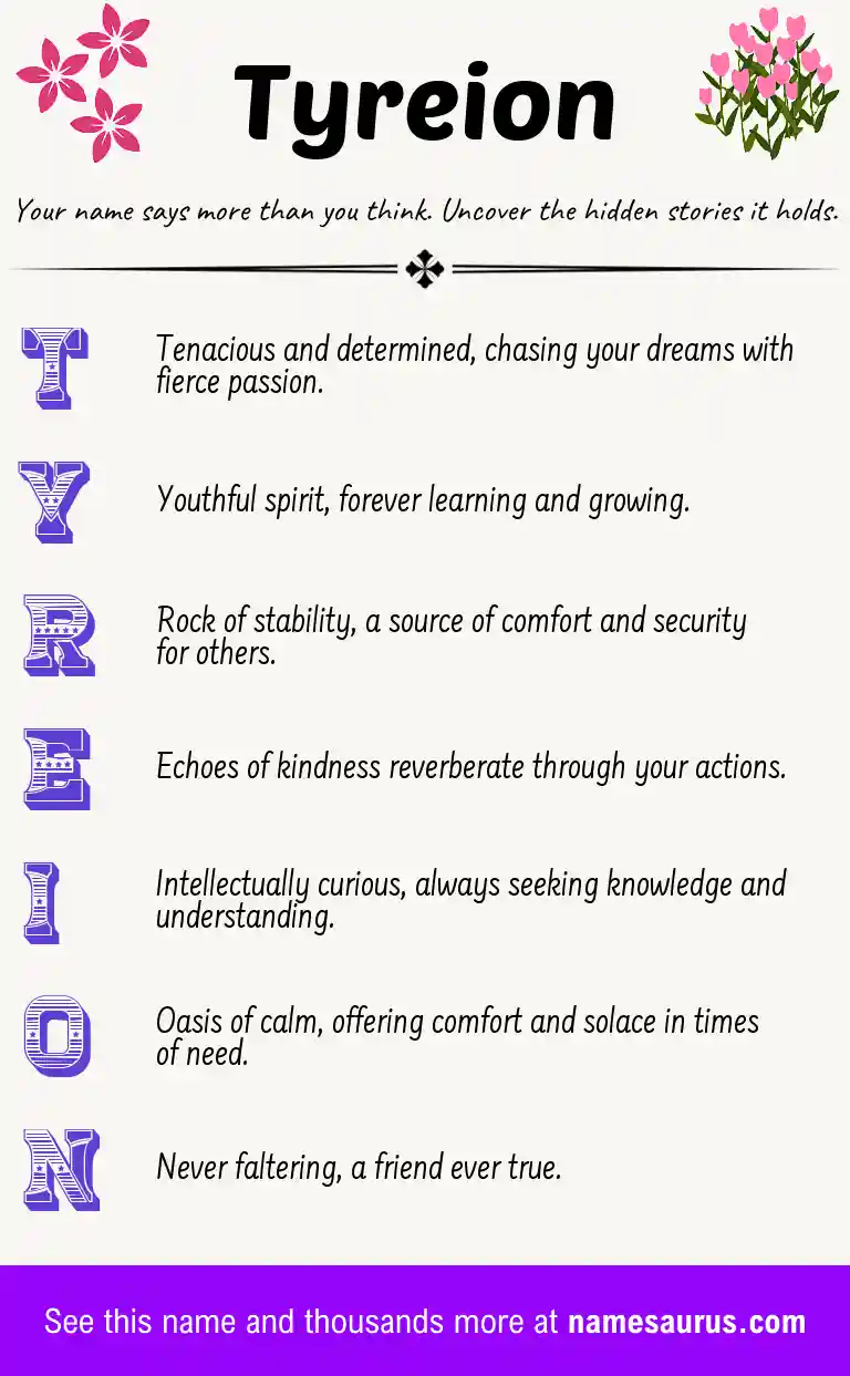 Acrostic poem about Tyreion.