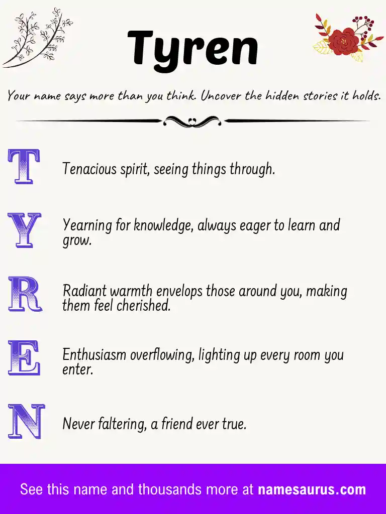 Acrostic poem about Tyren.