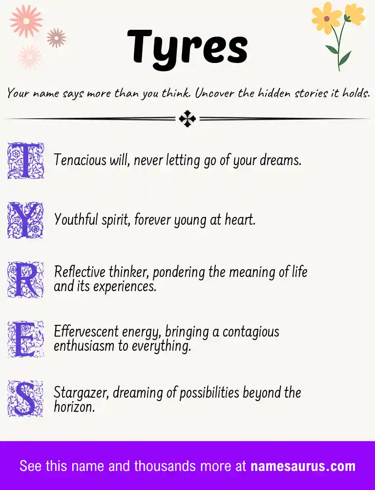 Acrostic poem about Tyres.