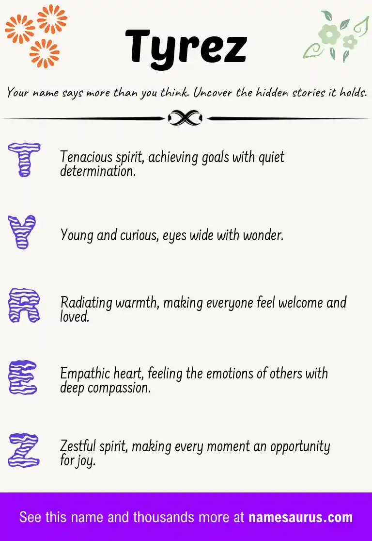 Acrostic poem about Tyrez.