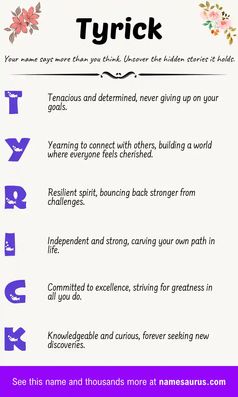Acrostic poem about Tyrick.