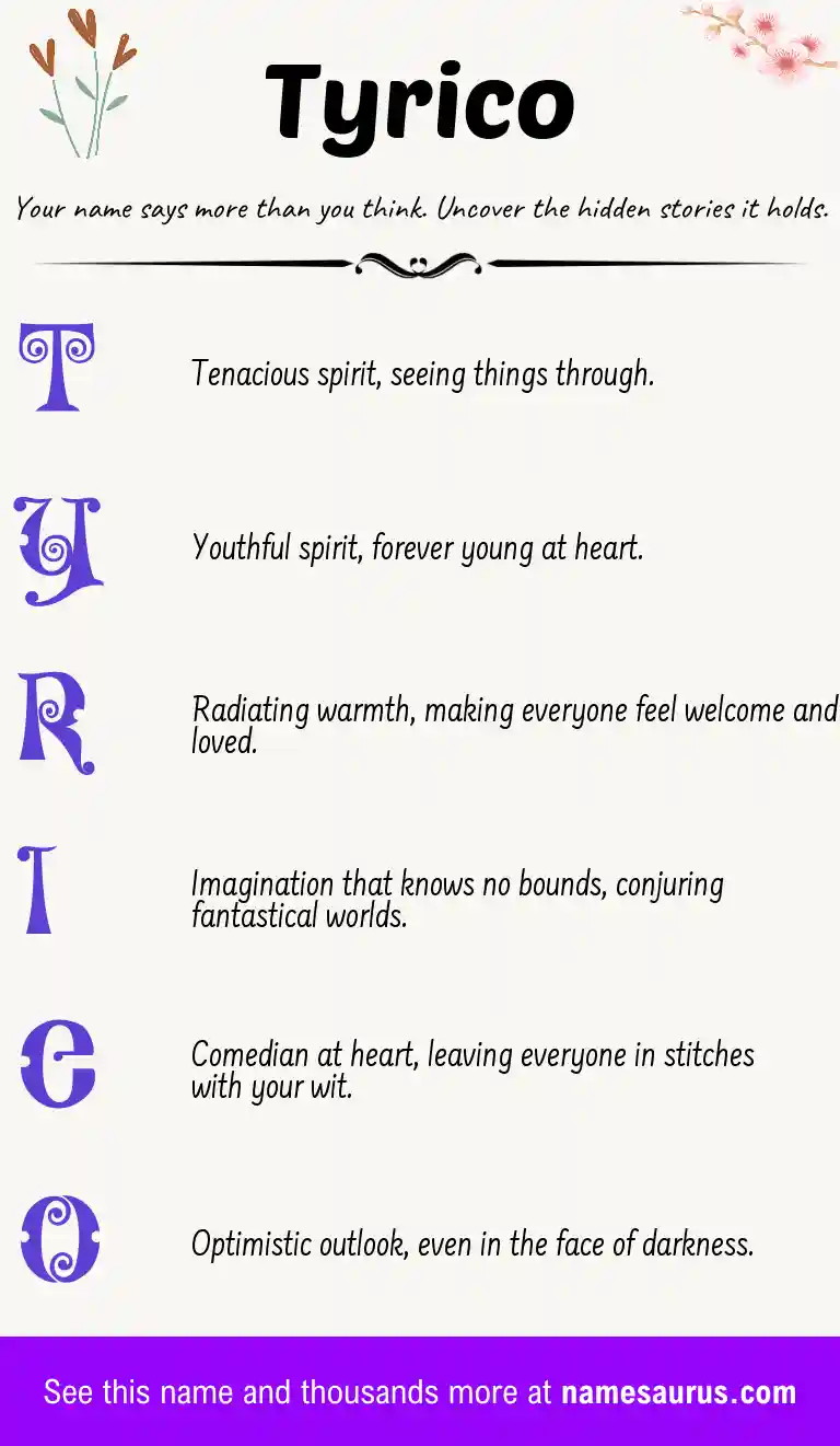 Acrostic poem about Tyrico.