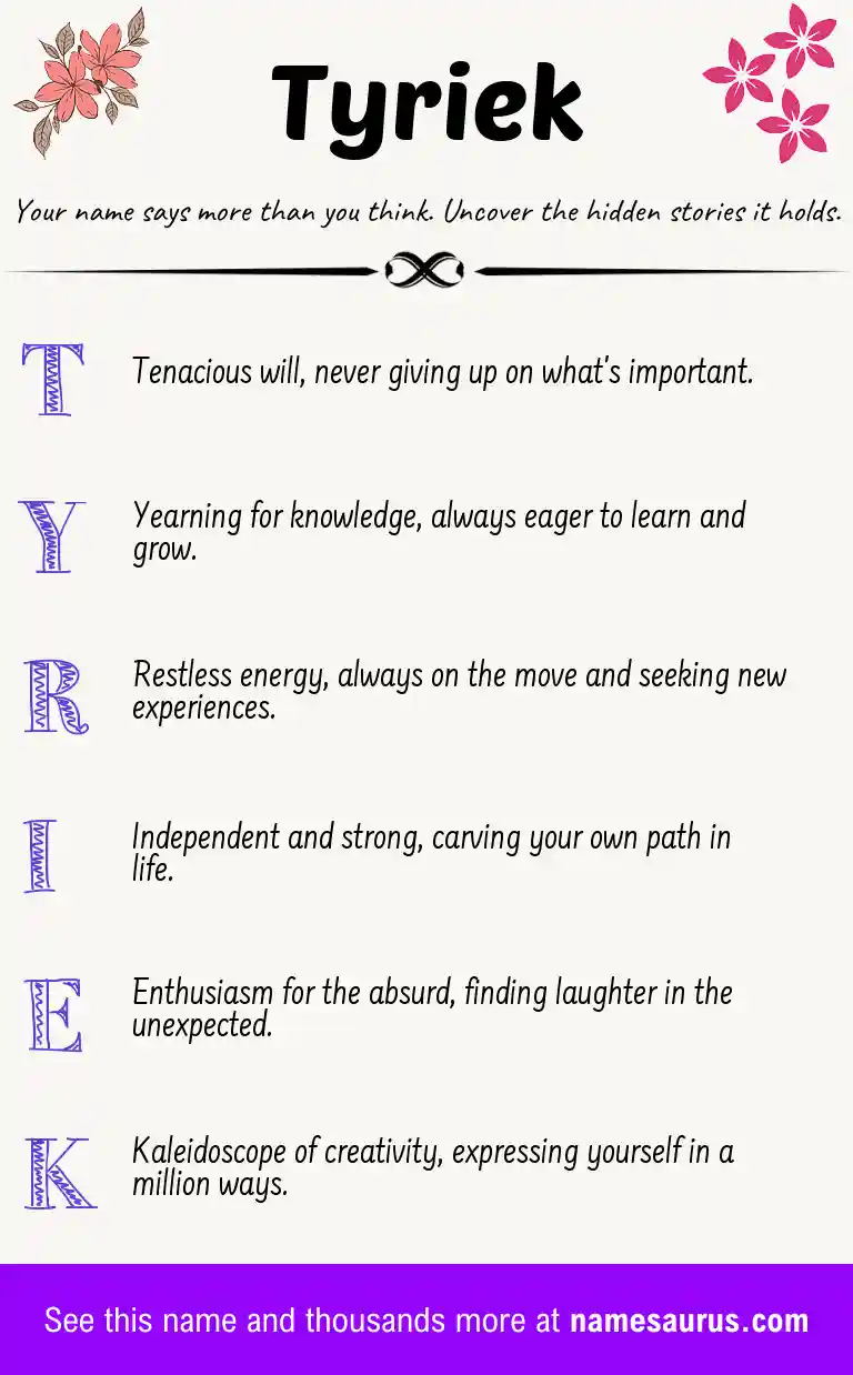 Acrostic poem about Tyriek.