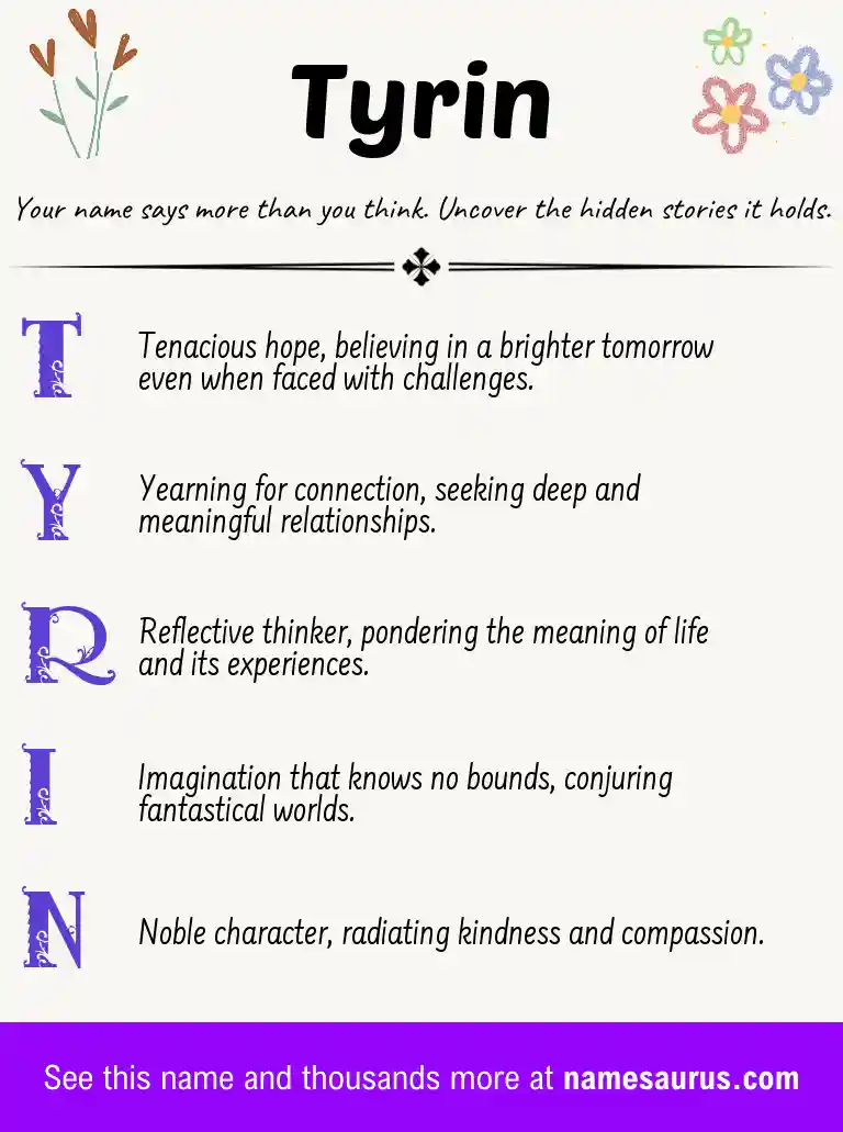 Acrostic poem about Tyrin.