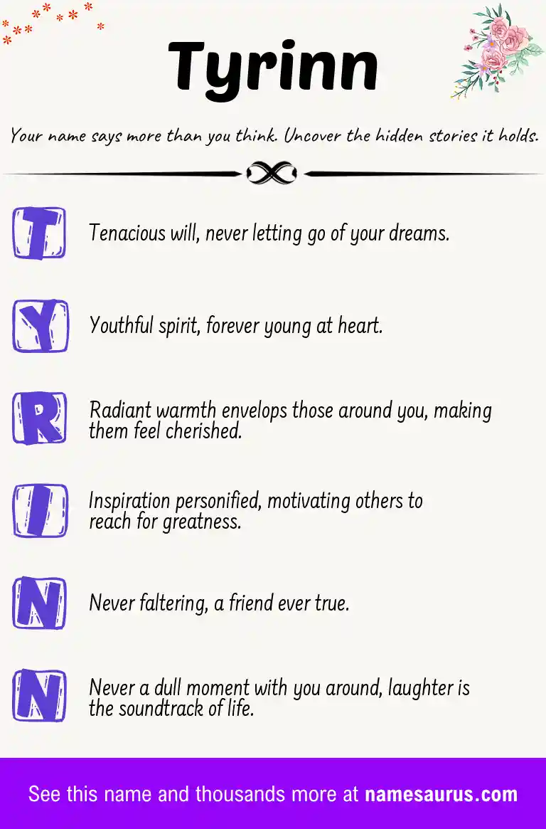 Acrostic poem about Tyrinn.