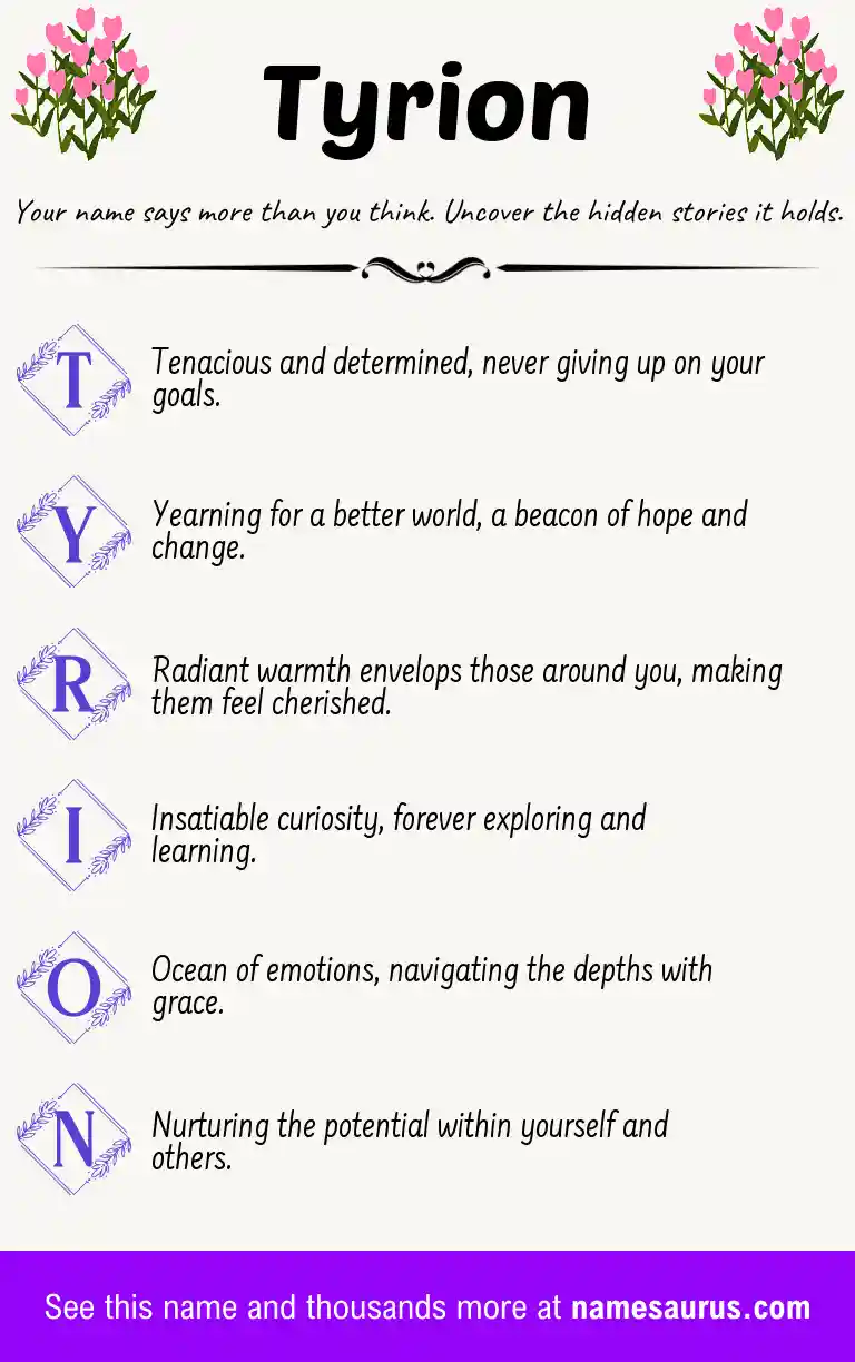 Acrostic poem about Tyrion.