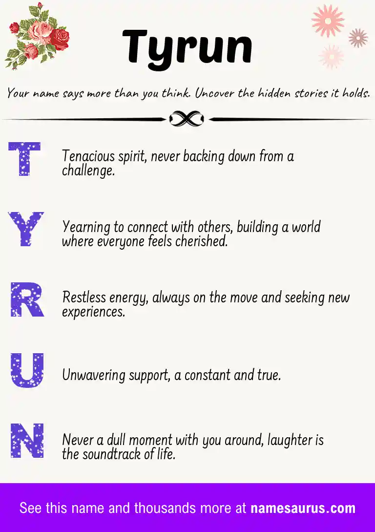 Acrostic poem about Tyrun.