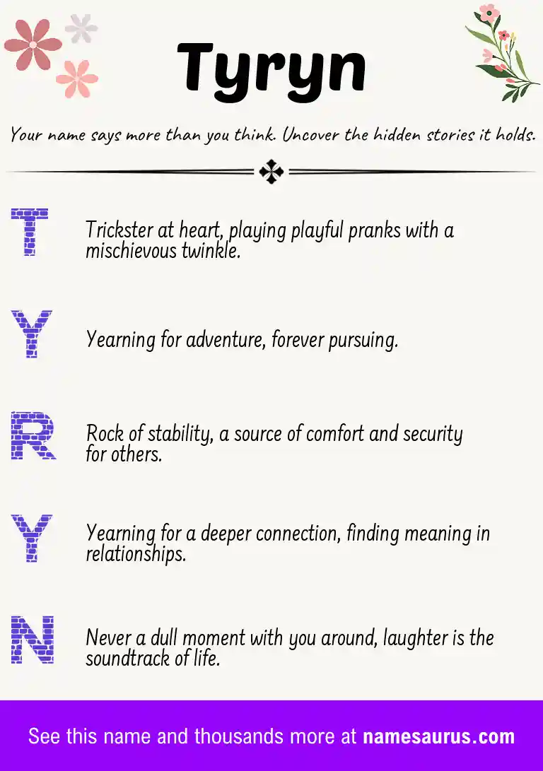 Acrostic poem about Tyryn.