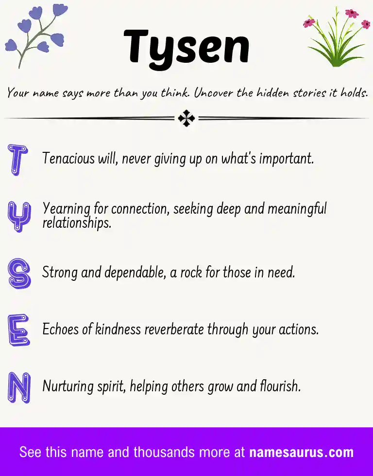 Acrostic poem about Tysen.