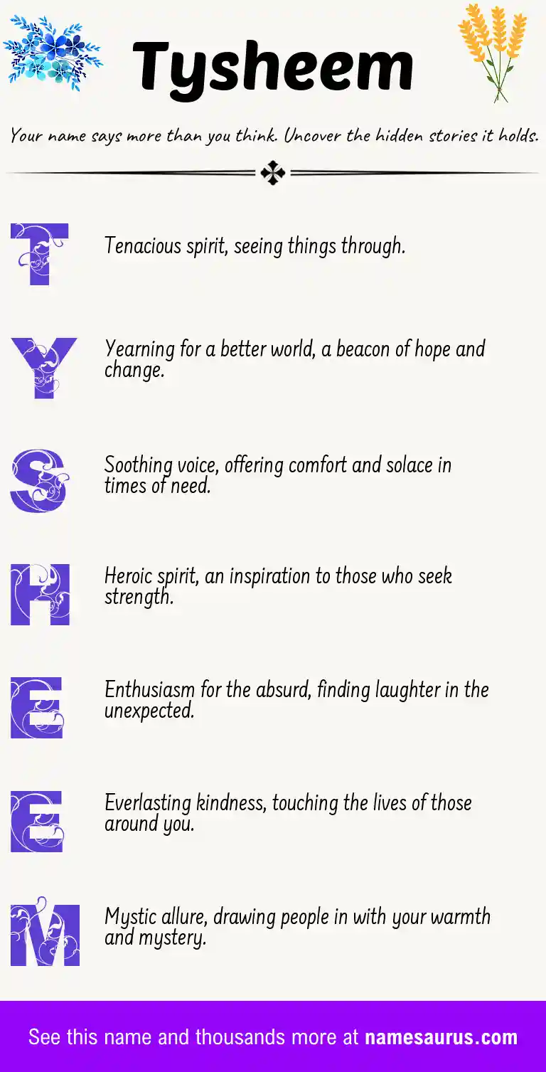 Acrostic poem about Tysheem.