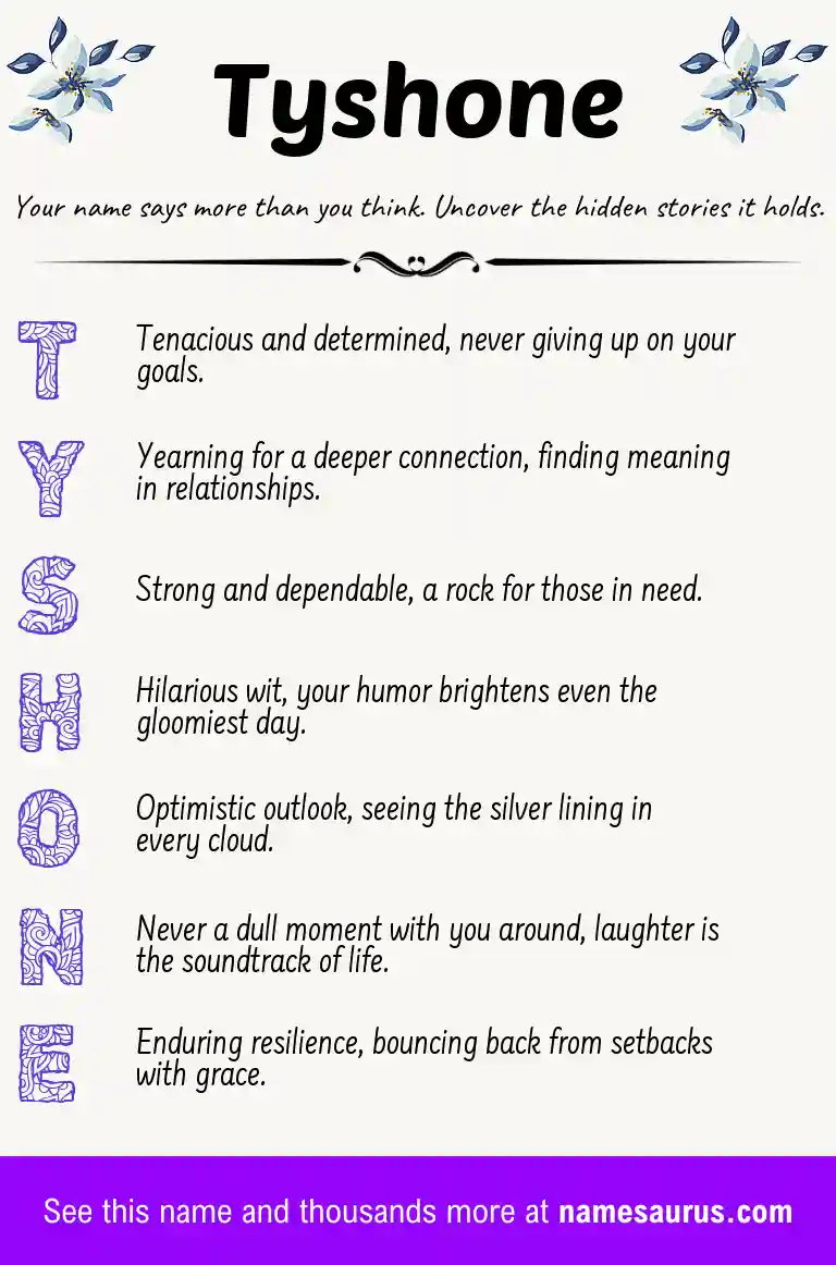 Acrostic poem about Tyshone.