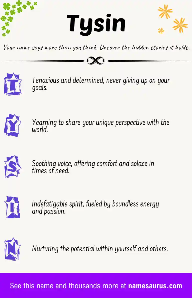 Acrostic poem about Tysin.