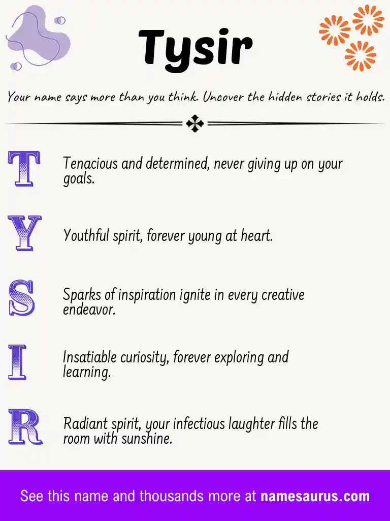 Acrostic poem about Tysir.