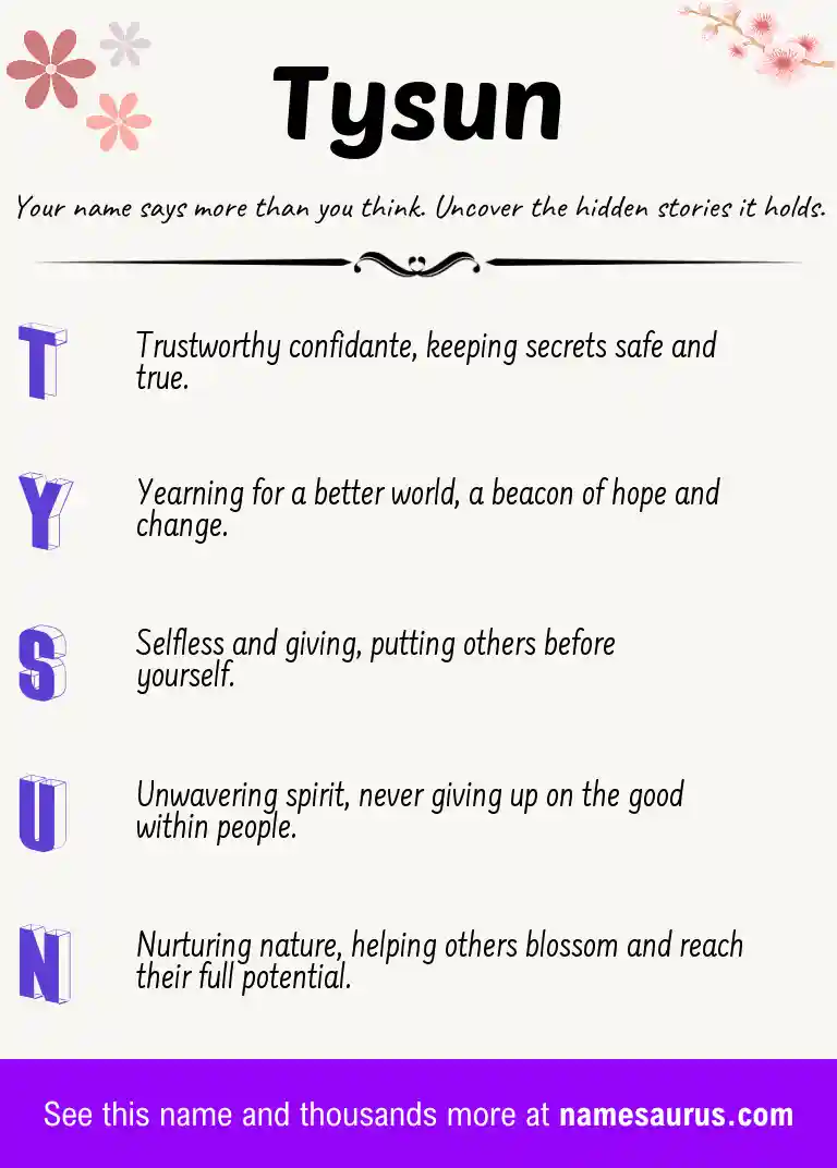 Acrostic poem about Tysun.