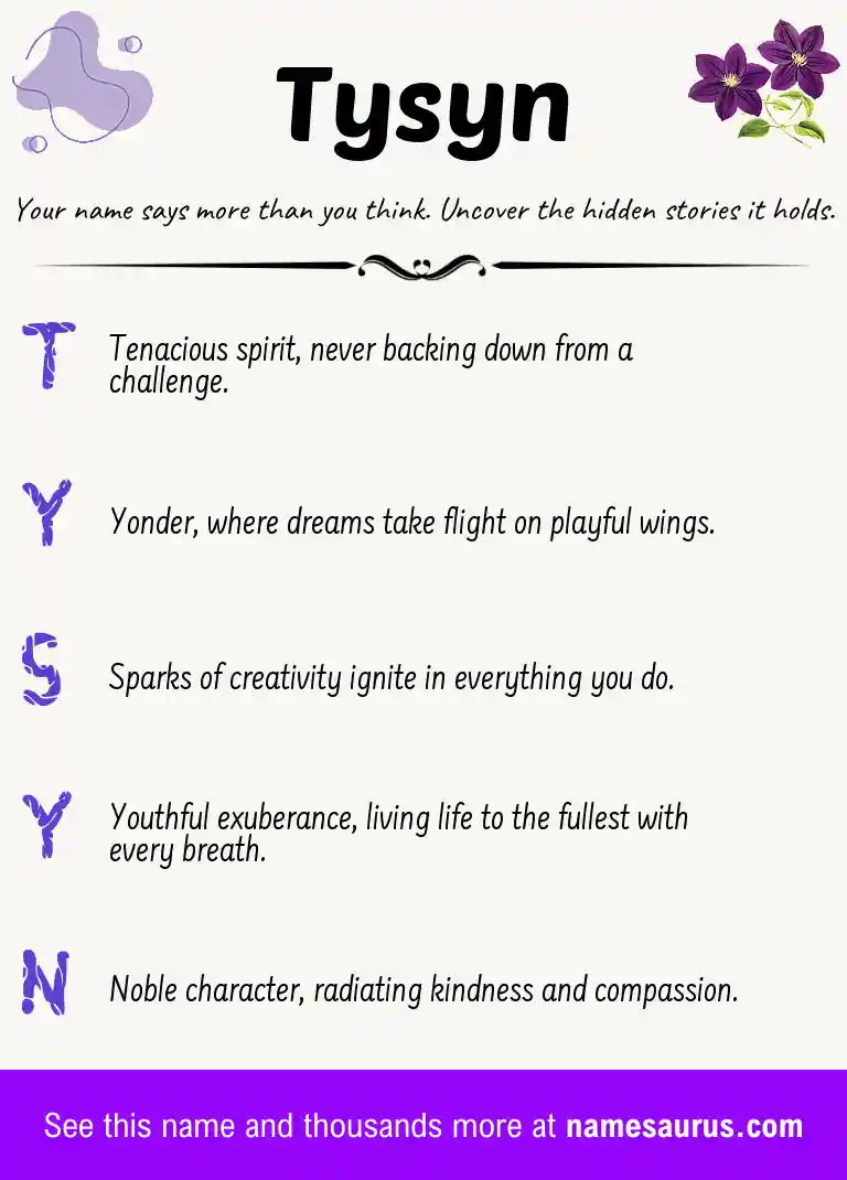 Acrostic poem about Tysyn.
