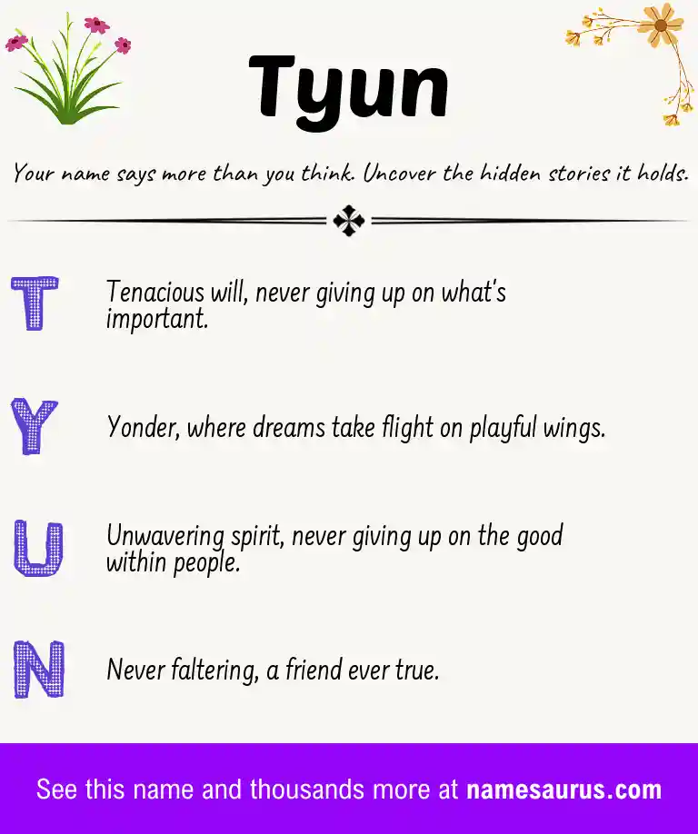 Acrostic poem about Tyun.