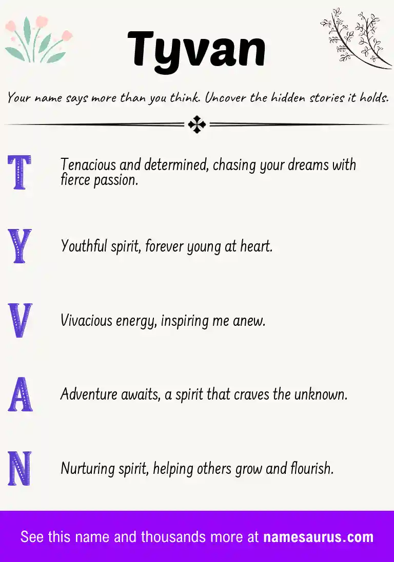 Acrostic poem about Tyvan.