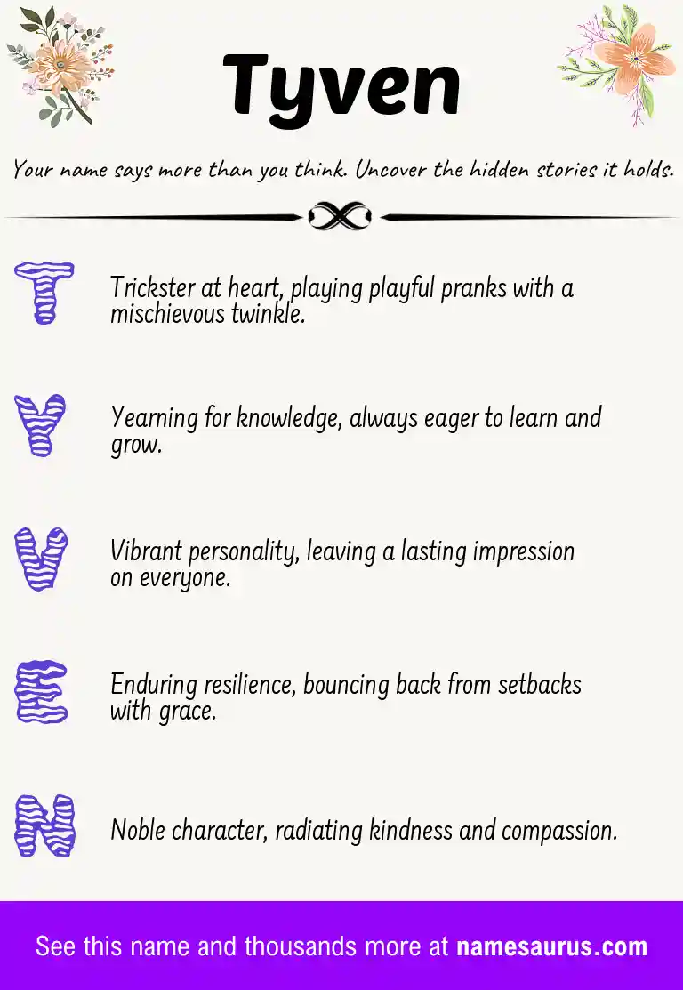 Acrostic poem about Tyven.