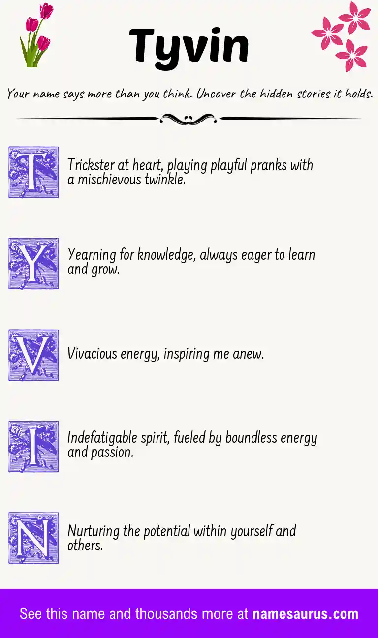 Acrostic poem about Tyvin.