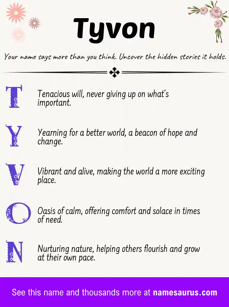 Acrostic poem about Tyvon.