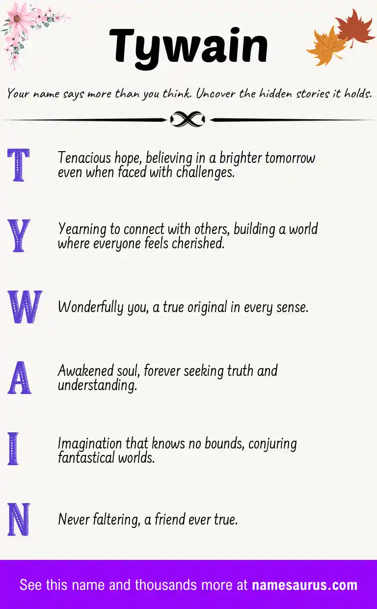 Acrostic poem about Tywain.