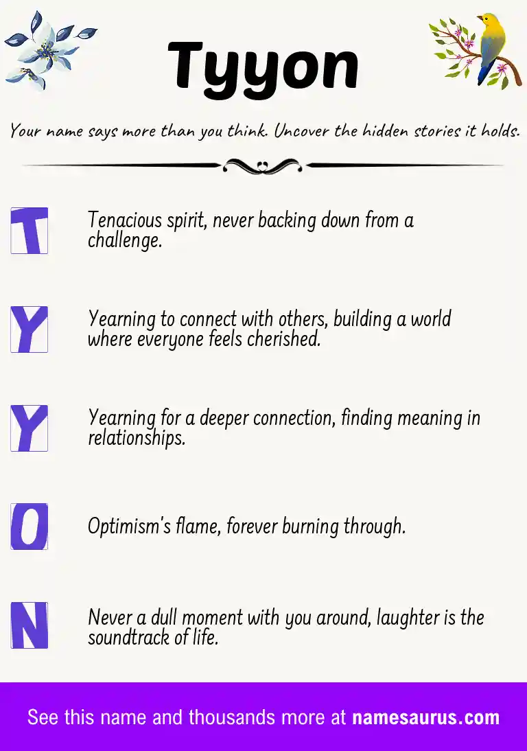 Acrostic poem about Tyyon.