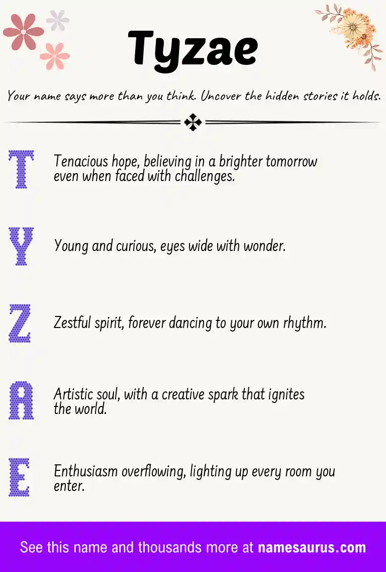Acrostic poem about Tyzae.