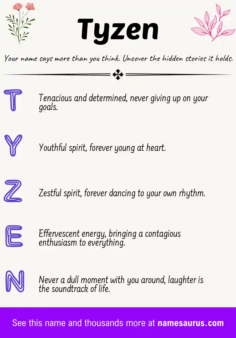 Acrostic poem about Tyzen.