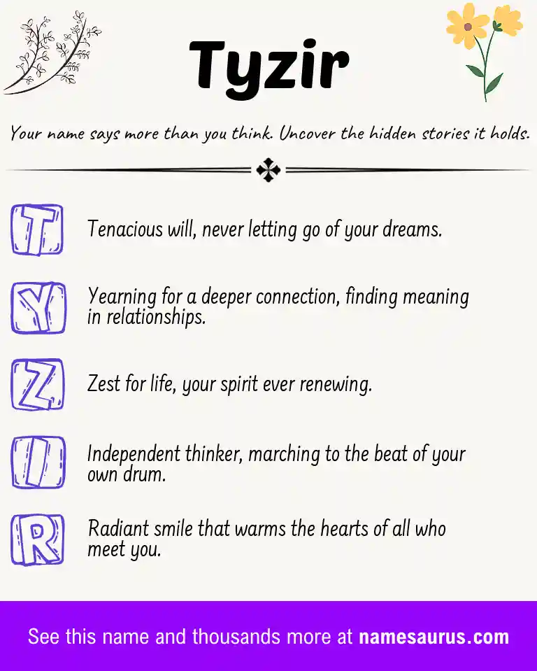 Acrostic poem about Tyzir.