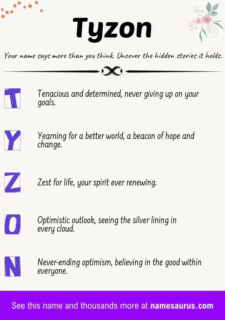 Acrostic poem about Tyzon.