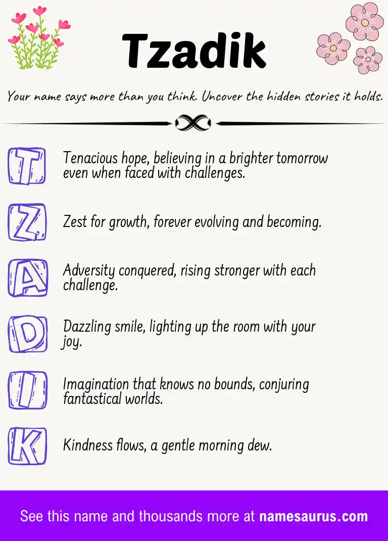 Acrostic poem about Tzadik.