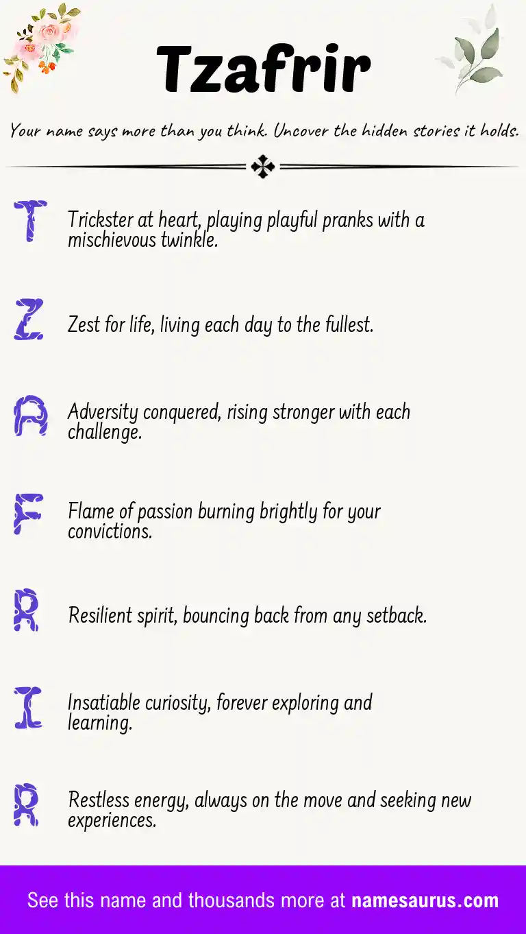 Acrostic poem about Tzafrir.