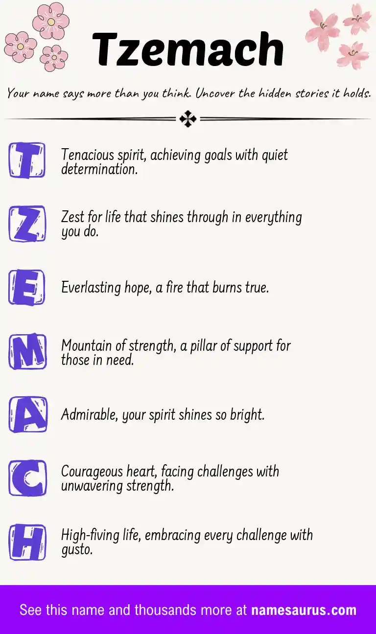 Acrostic poem about Tzemach.
