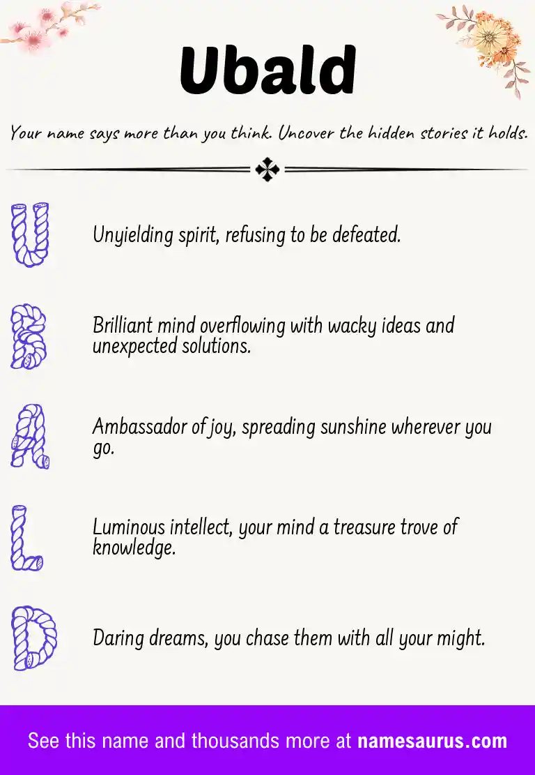Acrostic poem about Ubald.
