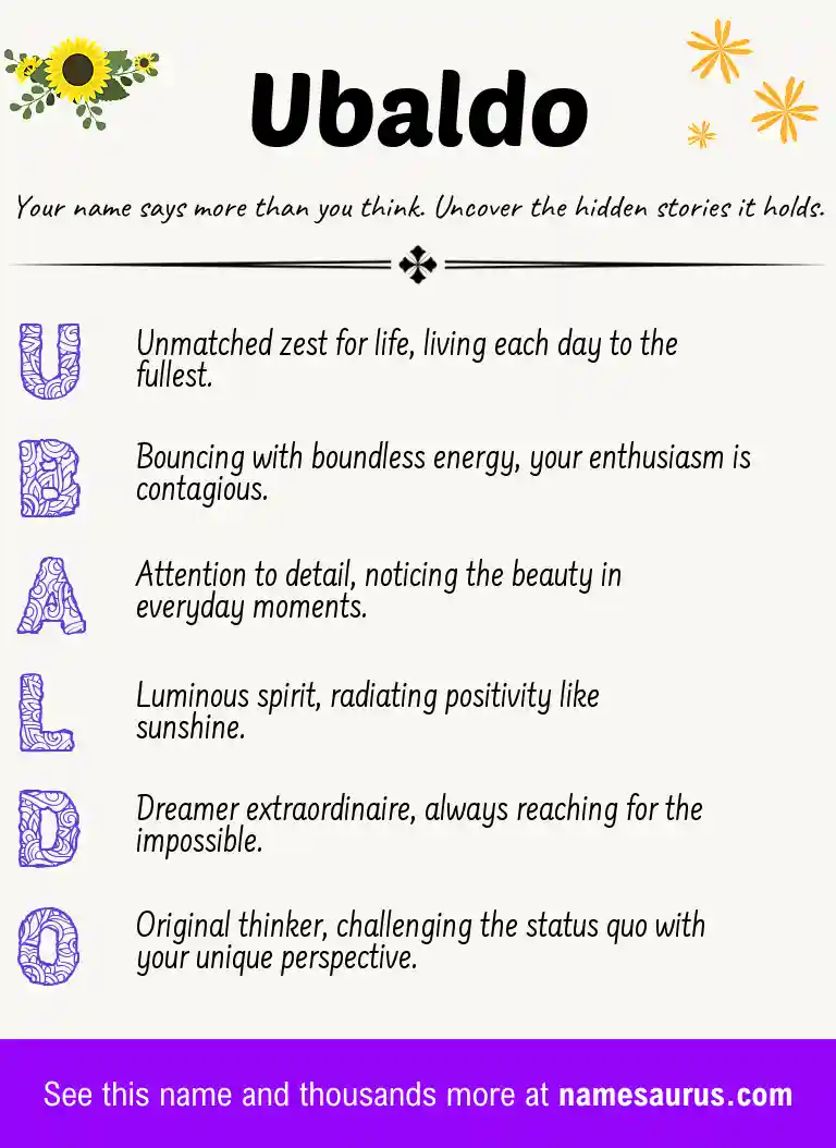 Acrostic poem about Ubaldo.