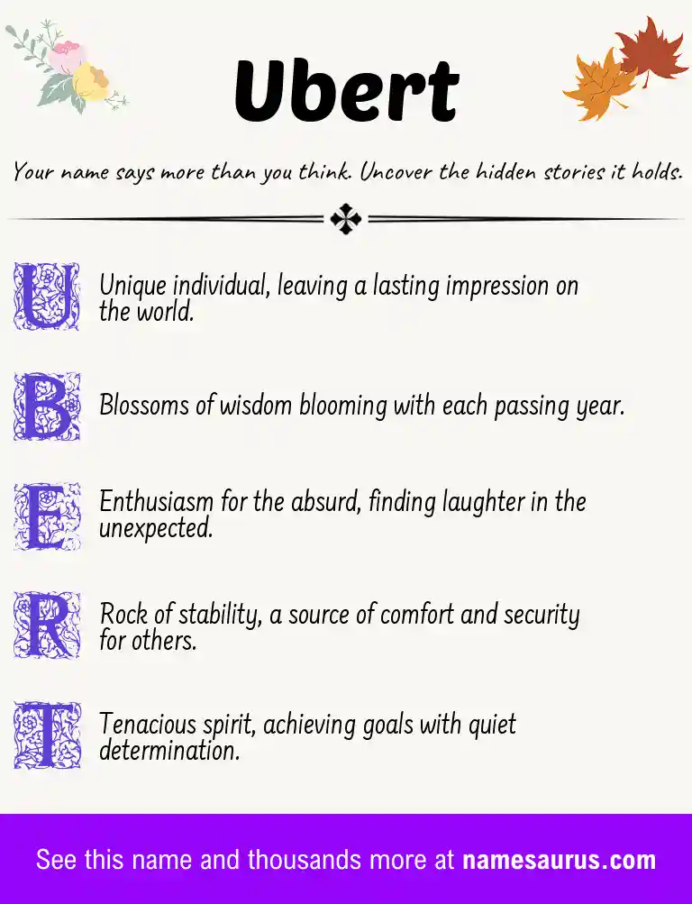 Acrostic poem about Ubert.